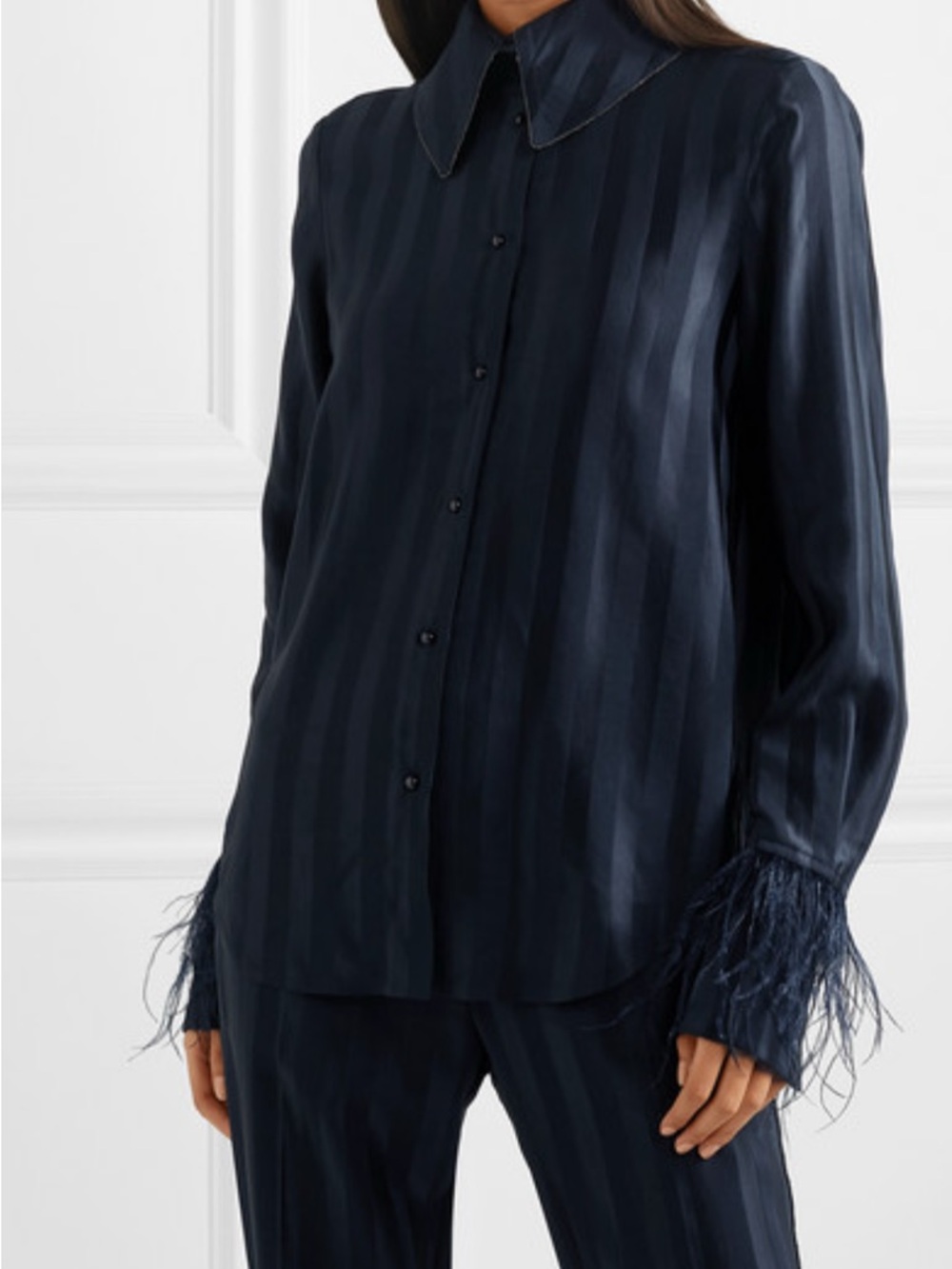 STINE GOYA Mei feather embellish jacquard blouse